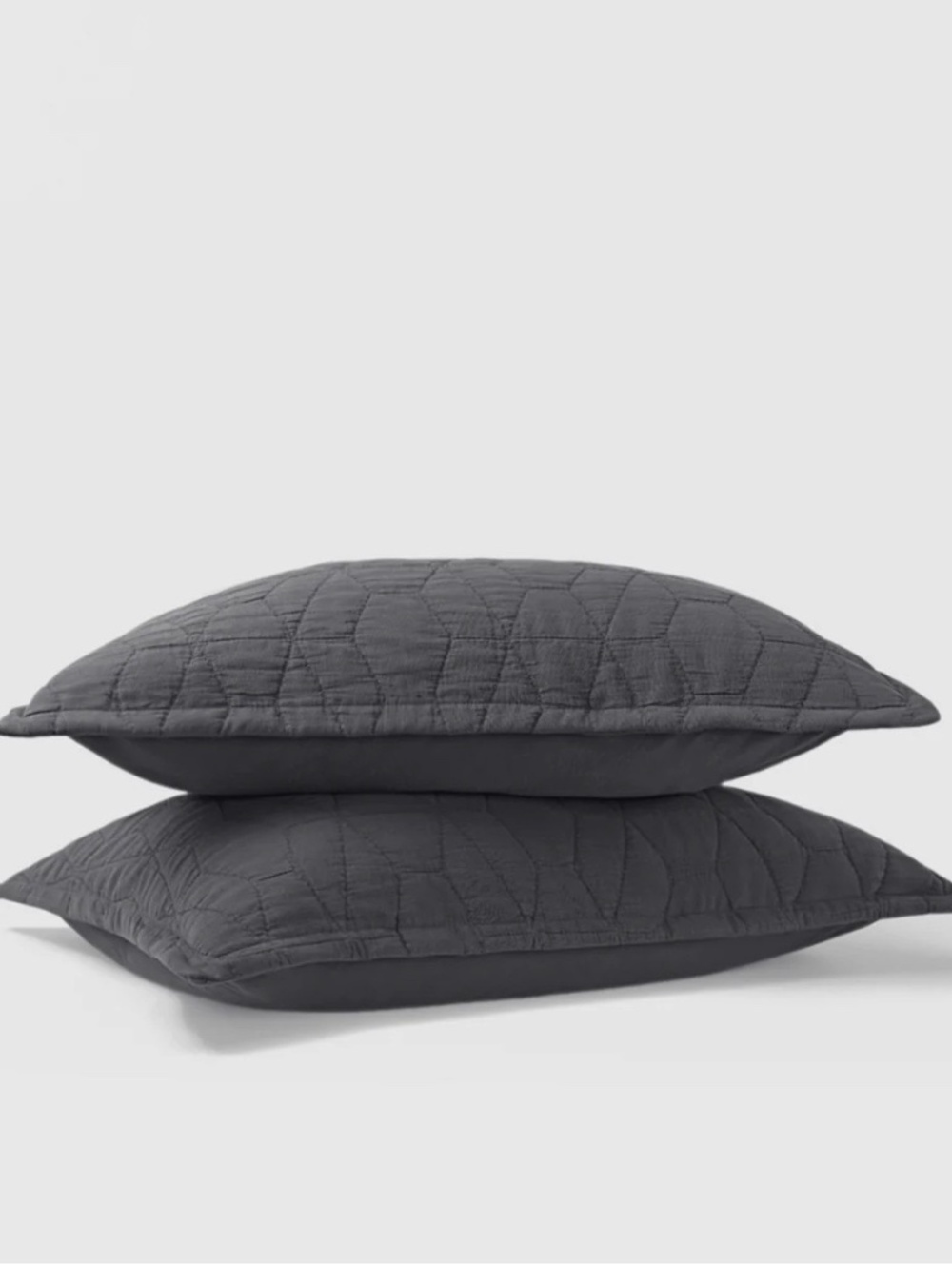 King Pillow Shams by Riley Home Cotton Quilted Gray Sham Set NEW